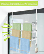 Over The Door Towel Rack, Over Door Towel Racks for Bathroom, Towel Rack with Hooks for Door Hanging, Towel Holder Over The Door Towel Bar 24Inch, Brushed Nickel