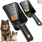 2-Pack Dog Food Scoop Set,1 Cup and 2 Cup Plastic Pet Food Measuring Scoops with Clear Measurement Lines,Multi-Purpose Pet Food Scooper for Dogs, Cats (Black)