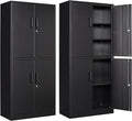 Letaya Metal Storage Cabinet with Lock Door, Adjustable Shelf Steel Cabinets for Office, Home,Pantry,Kitchen,Garage Utility Cabinet (4 Door-Black)