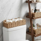 2 Pcs Toilet Paper Storage Basket, Beige Scalloped Edge Paper Rope Wicker Basket for Over Toilet Tank Top, Home Bathroom Bedroom Decor and Organization, Beige
