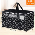 HomeHacks Heavy Duty Moving Bags with Tag Pockets, Collapsible Storage Totes for Moving, Camping & Travel -Foldable Packing Boxes, Zipper Handles, Black（2 Packs, 88L）
