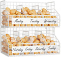keomaisyto Fresh Egg Holder with 5 Dividers to Separate Eggs for a Week, 2 Tier Stackable Wire Baskets for Gathering Eggs, XXL Egg Rack for Countertop/Wall-Mounted, With DIY Labels, White