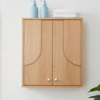 Arched Wood Medicine Cabinet with Soft Close - Premium 25 Lbs Japandi Wall Cabinet - French Cleat Over The Toilet Organizer for Bathroom, Coffee Bar & Entryway