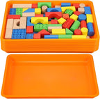 Maitys 15 Pcs Flat Plastic Trays 16.1 x 11.8'' Sensory Storage Paper Tray Stackable Classroom Bins for Office Home Organizer Crafts Supplies(Orange)