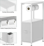 Slim Toilet Paper Storage Cabinet White, Toilet Paper Holder with Storage Bathroom Cabinet for Small Spaces Freestanding Tissue Stand with Drawer