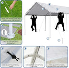 FDW 10'x20' Heavy Duty Galvanized Carport Waterproof Canopy Tent with Anchor Kit, Open-Sided Design for Cars and Outdoor Use