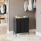 Laundry Sorter with 3 Section Pull Out Bags Rolling Laundry Basket Organizer with 2 Drawers Laundry Hamper with Shelves and Wheels for Laundry Room, Bathroom, Bedroom Organization