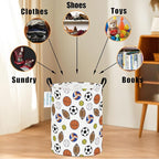 LANGYASHAN Laundry Basket Canvas Fabric Collapsible Organizer Basket for Storage Bin Toy Bins Gift Baskets Bedroom Clothes Children Nursery Hamper (Colorful Balls)