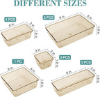 13 PCS Drawer Organizer Set, 5 Varied Size Bathroom and kitchen Drawer cabinet organizer Trays, Clear Storage Bins for Makeup, Jewelry, Utensils and Gadgets, Champagne