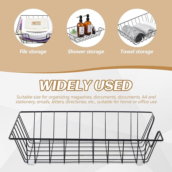 Yeaqee 6 Pcs Letter Tray Wire Paper Trays Stackable File Desk Organizer Metal File Paper Holder Basket for Desk Desktop Letter Storage for Office Home Classroom School(14'' x 10'' x 3'',Black)