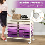 GOFLAME 12-Drawer Rolling Storage Cart, Multifunctional Art Craft Organizer Cart, Mobile Utility Storage Cart with Removable Drawers & Lockable Wheels, Craft Cart for Home Office, Purple Gradient