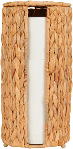 FairyHaus Wicker Toilet Paper Storage Basket with Lid, 3 Rolls Natural Water Hyacinth Toilet Paper Holder with Storage, Handwoven Toilet Paper Holder Stand Basket for Bathroom