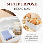 ENLOY Extra Large White Bread Box for Countertop, Stainless Steel Bread Storage Bin, Vintage Bread Box, Large Capacity Bread Keeper Holds Large Loaves