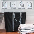 CleverMade Collapsible Laundry Caddy – Foldable Laundry Hamper & Tote, XXL 64L Pop-Up Laundry Basket with Handles, Space-Saving Laundry Organizer for Home & Travel, 2 Pack - Charcoal Gray