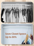 HOUSE DAY White Magic Space Saving Hangers, Premium Smart Hanger Hooks, Sturdy Cascading Hangers with 5 Holes for Heavy Clothes, Closet Organizers and Storage, College Dorm Room Essentials 10 Pack