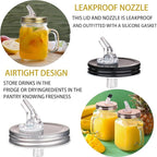 Mason Jar Pour Spouts. free flow Mason Jar Pour Spouts, mason jar for spout regular mouth size 70mm dispenser germination cover. Suitable for any liquid. Leak-Proof 4-Pack + 8 Lid Caps (silver color)