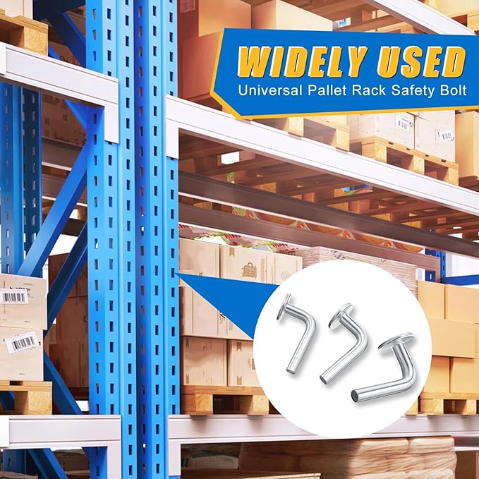 Zonon 100 Pcs M7 x 40mm Universal Pallet Rack Drop Pins, L Shaped Flat Head Safety Bolts, Heavy Duty Carbon Steel Shelf Pins for Warehouse, Storage and Shelving Systems