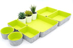 Welaxy Drawer organizer bin felt trays desk storage dividers for home office supplies Nightstand sort catchall entryway 7-piece Pack gift idea (Green)