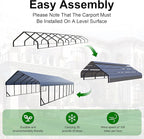 20x40 FT Heavy Duty Metal Carport - Galvanized Steel Car Shelter Garage Kits for 4 Car, RVs, Boats & Outdoor Storage