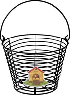 Colorful Metal Mesh Wire Egg Collecting Basket with Handle Portable Garden Vegetable Fruit Storage Lightweight Hanging Collector for Farmhouse Gathering Kitchen Picnic (Black, Normal - 8")