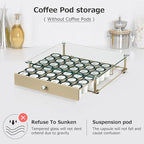 Coffee Pod Holder With Tempered Glass Top Drawer - Compatible With K Cup Pods, Holds 36 - Storage Organizer for Shop, Office, Kitchen Counter 14 13 3 in