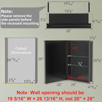 Buruis 20" x 28" Framed Medicine Cabinet with Mirror, Recessed or Wall Mounted Bathroom Cabinet, Adjustable Tempered Glass Shelves, Left/Right Open Reversible, No Assembly Required, Black