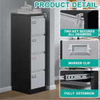 SISESOL 4 Drawer Vertical File Cabinet with Lock,Steel Filing Cabinet, Metal Filing Cabinets for Home Office Organizer Storage Cabinets Letter Size/A4/Legal,-Assembly Required