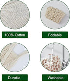 2-Pack Reusable Mesh Grocery Bags, 100% Cotton String, Long Handle Produce Bags, Fruit & Veggie Storage