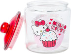 Silver Buffalo Sanrio Hello Kitty Cookie Glass Jar with Lid, 4” x 4” x 6”