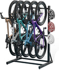 sogiv Freestanding Vertical Bike Storage Stand, Heavy Duty 5-Bike Capacity Floor Rack for Garage & Indoor, Space-Saving Bicycle Organizer