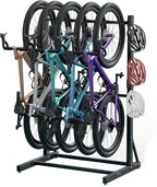 sogiv Freestanding Vertical Bike Storage Stand, Heavy Duty 5-Bike Capacity Floor Rack for Garage & Indoor, Space-Saving Bicycle Organizer