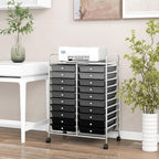 GOFLAME 20-Drawer Rolling Storage Cart, Multifunctional Art Craft Organizer Cart, Mobile Utility Storage Cart with Removable Drawers & Lockable Wheels, Craft Cart for Home Office School, Grey Gradient