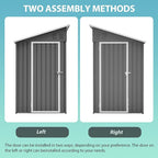 4x8 FT Outdoor Storage Shed,Slope Roof Storage Metal Garden Shed Steel with Reinforced Beams,All Weather Waterproof Garden Tool House W/Lockable Door & 4 Air Vents,for Backyard,Patio,Lawn,Grey