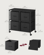 VASAGLE File Cabinet with 4 Drawers, Printer Stand, Cube Storage Shelf, for A4, Letter-Size Documents, File Storage Box, Home Office, Ebony Black and Ink Black UOFC059B56