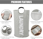 DOKEHOM 125L X-Large Collapsible Washing Laundry Basket Bag (7 Colors) for Bedroom, Fabric (Grey, XL)