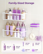 ODesign Shower Caddy 3 Pack SUS304 Stainless Steel-No Drilling-Shower Bathroom Shelves Rack,Rustproof Wall Mounted,Adhesive Shower Shelf Basket Organizer-White