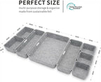 Welaxy Desk Drawer organizers tray Felt storage bins aesthetics room décor for home office dorm closet decluttering minimalist lifestyle (Gray)