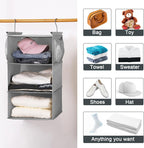 MAX Houser 3 Tier Shelf Hanging Closet Organizer, Space Saver,Closet Hanging Shelf with 2 Sturdy Hooks for Storage, Foldable (Grey)