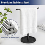 Hand Towel Holder, Stainless Steel Towel Holder Stand for Bathroom, Kitchen Countertop, T-Shaped Hand Towel Rack Stand, Black