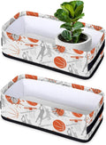 Basketball Small Bathroom Basket Toilet Tank Topper Paper Basket, Sport Themed Basketball Fabric Storage Organizer Bin Small Baskets Decor for Bathroom Counter, Shelf, 2 Pack