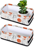 Basketball Small Bathroom Basket Toilet Tank Topper Paper Basket, Sport Themed Basketball Fabric Storage Organizer Bin Small Baskets Decor for Bathroom Counter, Shelf, 2 Pack