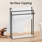 KES Extra Large Free Standing Towel Racks for Bathroom with Anti Wobble Base, 44 Inch Blanket Rack, 3-Tier Blanket Holder for Living Room with Weighted Marble Shelf & 4 Hooks, Matte Black, BTH504-BK