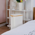 100L Laundry Hamper with Lid, Lagre Basket with Bamboo Handles,Foldable Clothes Hamper Tall Dirty Laundry Basket for Clothes Toys Towels Organizing,Beige