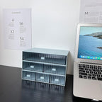 Desk Drawer Organizer, Stackable Office Supplies Desk Organizer, Plastic Plastic Storage Drawer, Desk Grocery Organizer For Stationery/Office Supplies (Blue, 2 Compartment)