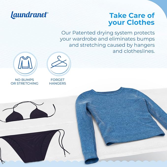 Retractable Clothes Drying Rack - Flat Hanging Mesh Drying for Delicate Clothes and Sweaters – Eliminate Bumps and Stretching from Hangers and Lines - 24" Wide and Opens Up to 72" - 1 Pack