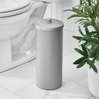 iDesign Freestanding Bathroom Toilet Paper Storage Holder with Lid for 3 Extra Rolls, 2-Pack, Silver