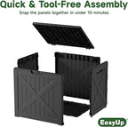 EasyUp 32 Gallon Outdoor Storage Box, Resin Waterproof UV-Resistant Deck Box, Reinforced Stability for Patio, Garden, and Poolside, X-Design Black