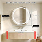28inch Round Medicine Cabinet with Lights,Led Medicine Cabinet with Defogger,Illuminated Mirror Cabinet for Bathroom,Dimmable,Anti-Fog,3 Colors,Surface Mount Only