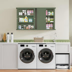 ChooChoo Bathroom Wall Cabinet, Over The Toilet Space Saver Storage Cabinet, Medicine Cabinet with 2 Door and Adjustable Shelves, Cupboard, Green