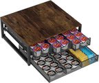 Coffee Pod Holder For Counter, 3 Pull-Out 72 K-Cup Holder Drawer, Wooden Cafe Pods Storage Organizer with Sliding Drawers for Coffee Station, Home, Kitchen, Office, Dorm (Antique Finish)
